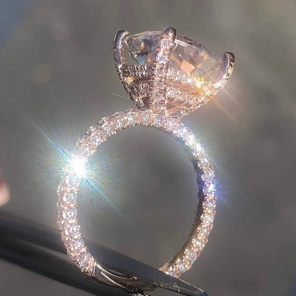 New 18K Rose Gold 6 Carat Round Morganite Ring - Picture 4 of 4